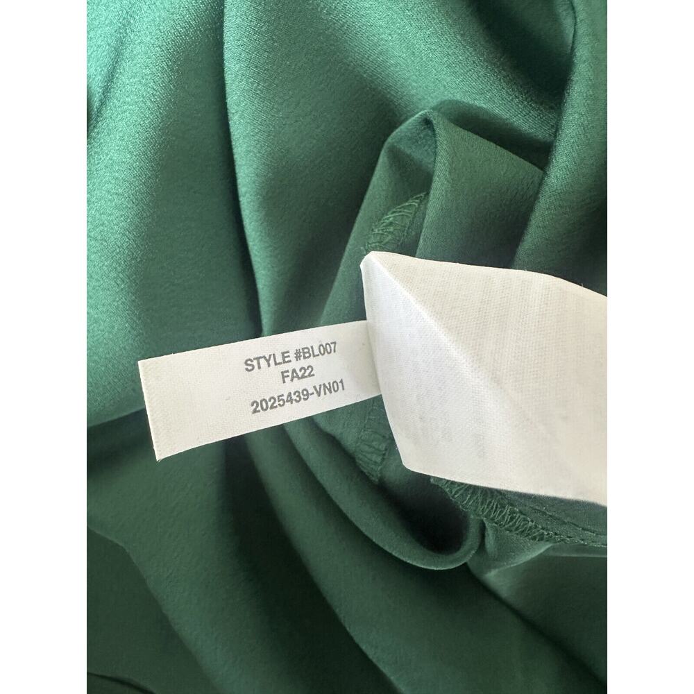 J. Crew Puff Sleeve Satin Back Crepe Top Emerald Green Blouse M NEW Office Chic - Picture 10 of 13